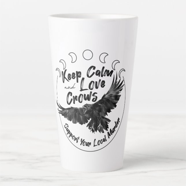 Restez calme et aimez les corbeaux latte mug (Devant)