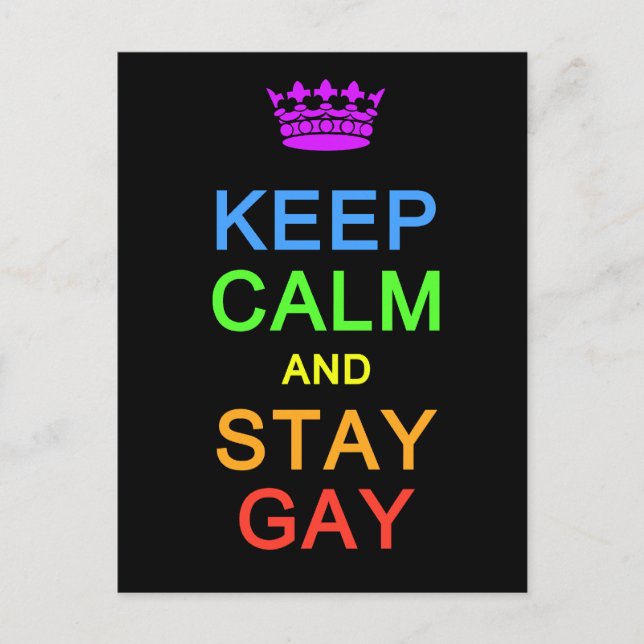 Restez calme et restez gay carte postale, personna (Devant)