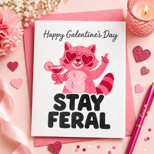 Restez Féroces Carte de Galentines Raton Laveur