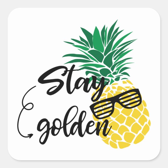 Restez Golden Beach ananas mots autocollant (Devant)