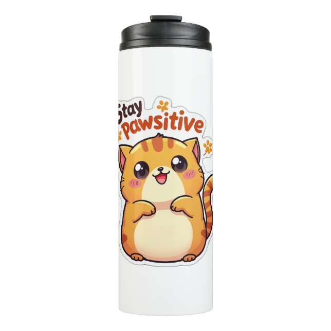 Restez Pawsitive - Cute Kawaii Bouteille d'eau de  (Devant)