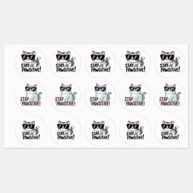 Restez Pawsitive ! Sticker chaton mignon - Amusant (Feuille)