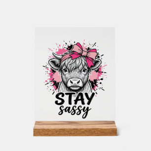 Restez Sassy Vache Highland Rose Gravure Vintage S