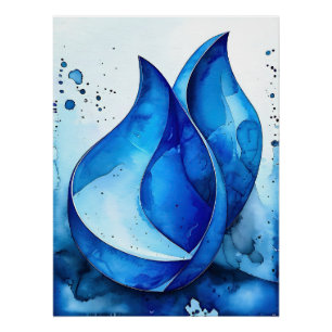 Restful Indigo Curves Poster