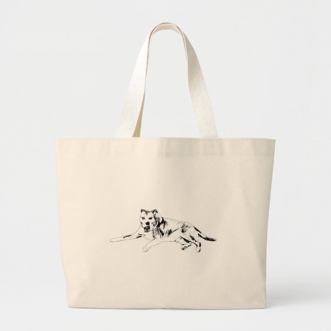 Restful Mood, Bold Character Large Tote Bag (Front)