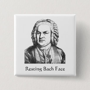 Resting Bach Face Classical Music Composer 2 Inch Square Button