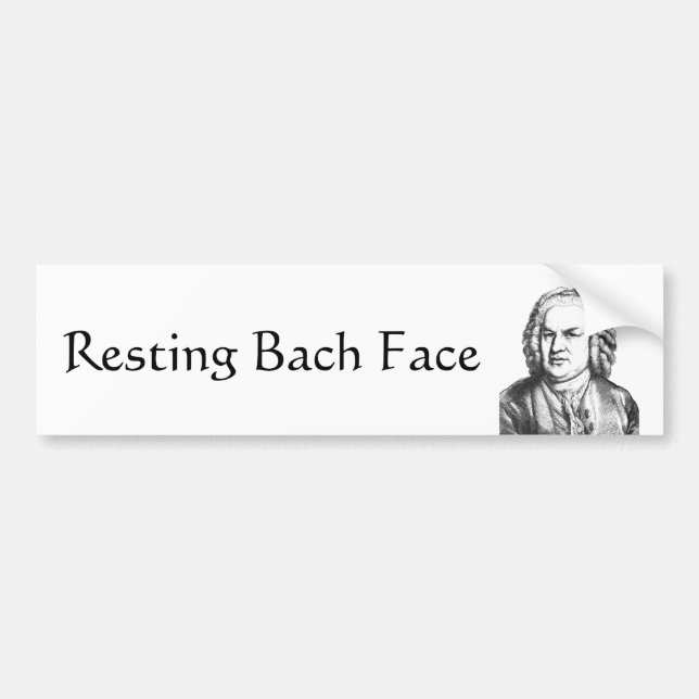 Resting Bach Face Classical Music Composer Bumper Sticker (Front)