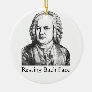 Resting Bach Face Classical Music Composer Ceramic Ornament