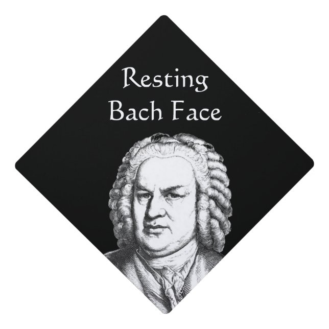 Resting Bach Face Classical Music Composer Graduation Cap Topper (Front)