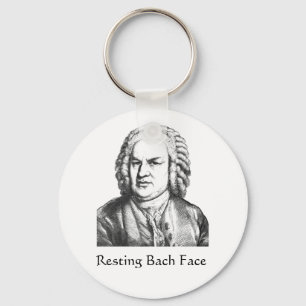 Resting Bach Face Classical Music Composer Keychain