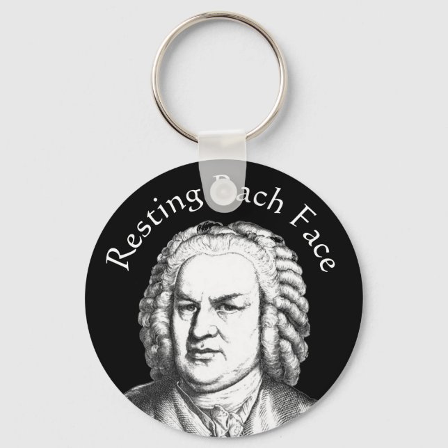 Resting Bach Face Classical Music Composer Keychain (Front)