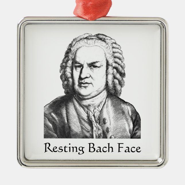 Resting Bach Face Classical Music Composer Metal Ornament (Front)