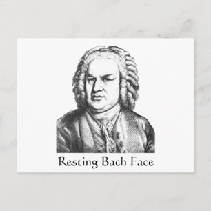 Resting Bach Face Classical Music Composer Postcard
