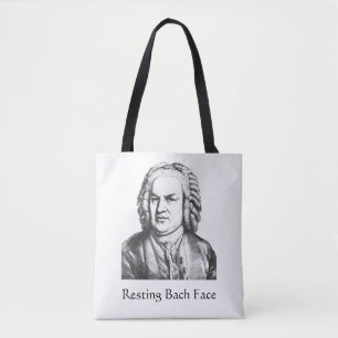 Resting Bach Face Classical Music Composer Tote Bag