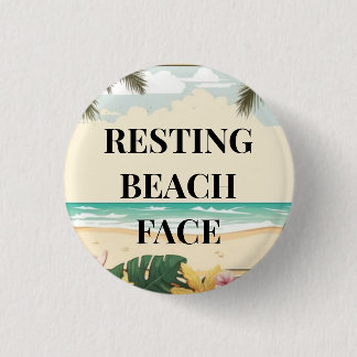 resting beach face 1 inch round button