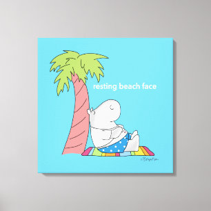 RESTING BEACH FACE Belly Button Hippo Boynton Canvas Print