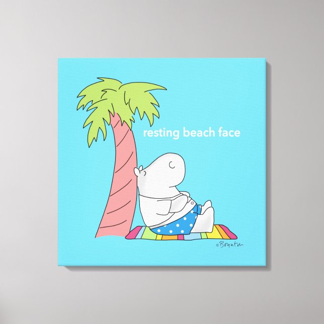 RESTING BEACH FACE Belly Button Hippo Boynton Canvas Print (Front)