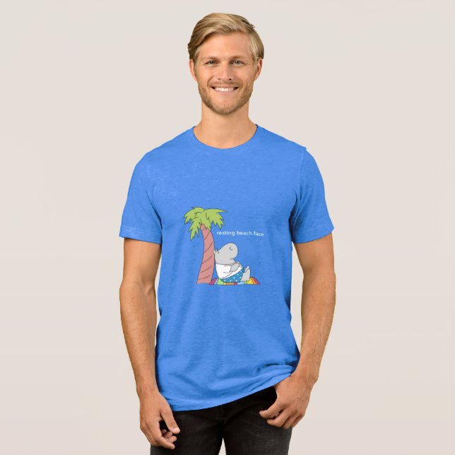 RESTING BEACH FACE belly button hippo Boynton Tri-Blend Shirt (Front Full)
