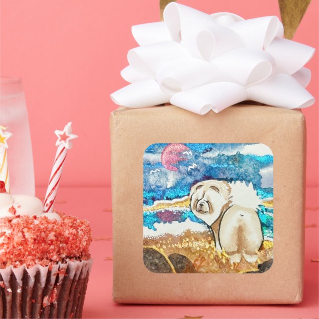 RESTING BEACH FACE cream chow Square Sticker (Party)