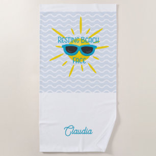 Resting Beach Face Funny Sun Personalized Towel