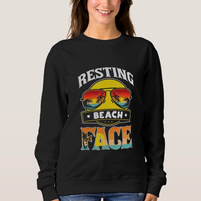 Resting Beach Face Ocean Sunglasses Palm Tree 2 Sweatshirt (Front)