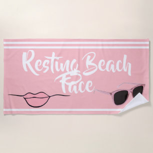Resting Beach Face Pink Beach Towel