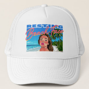 Resting Beach Face Poster Girl Trucker Hat