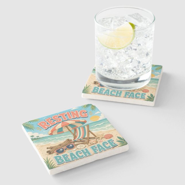 Resting Beach Face Stone Coaster (Side)