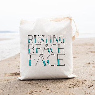Resting Beach Face   Summer Typography Tote Bag