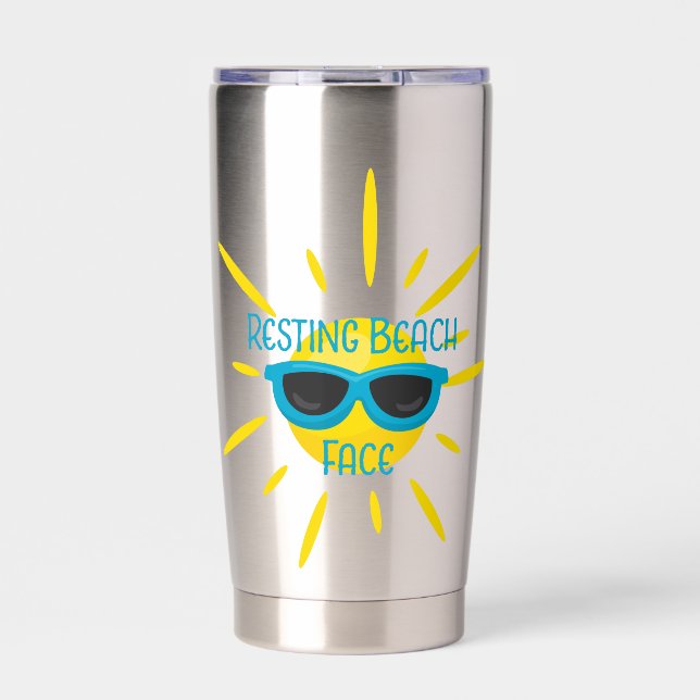 Resting Beach Face Sunglasses Personalized Insulated Tumbler (Front)
