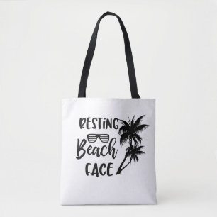 Resting Beach face word tote