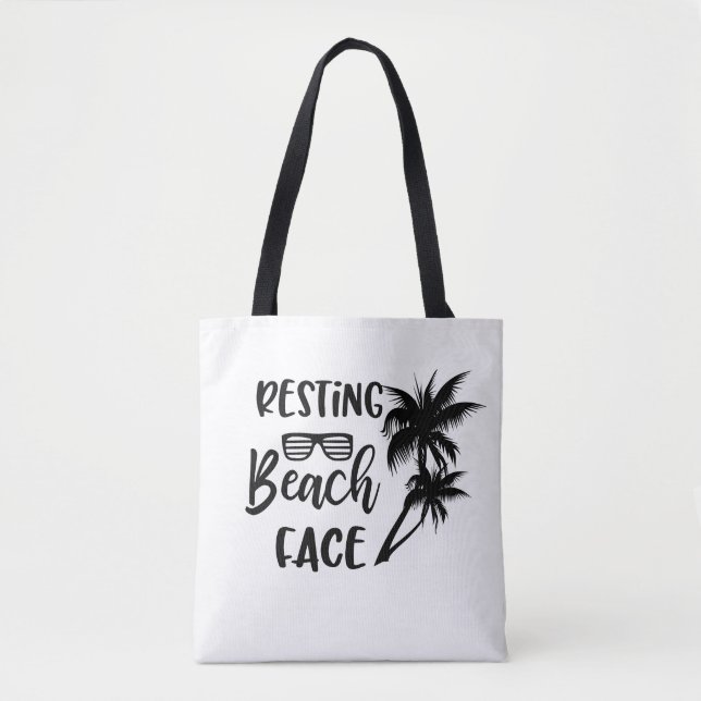Resting Beach face word tote Bag (Front)