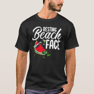 Resting Beach Fcae Watermelon   Women Love Melon F T-Shirt