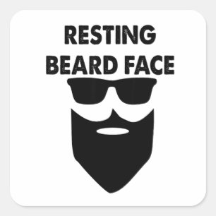 Resting Beard Face Funny Beard Square Sticker