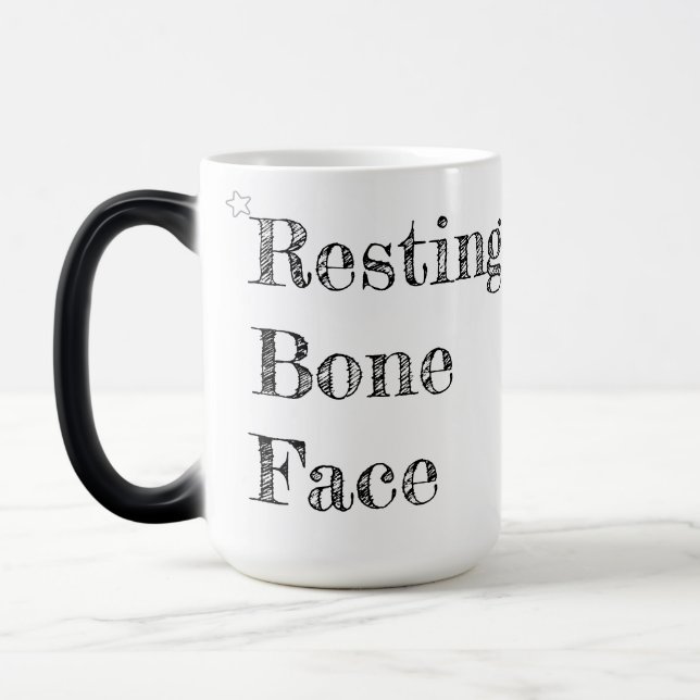 Resting Bone Face – Funny Skull Coffee Magic Mug (Left)