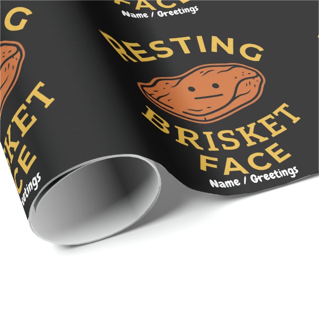 Resting Brisket Face Funny BBQ Smoking Pitmaster  Wrapping Paper (Roll Corner)