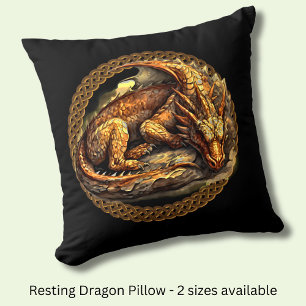 Resting Brown Dragon Throw Pillow
