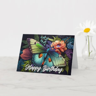Resting Butterfly Collage Happy Birthday Card