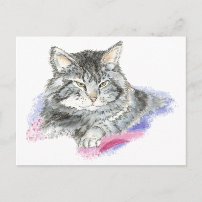 Resting Cat - Animal watercolor Collection Postcard (Front)