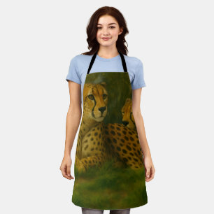 Resting Cheetah Duo in Forest Setting Apron