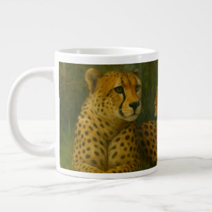 Resting Cheetah Duo in Forest Setting Large Coffee Mug