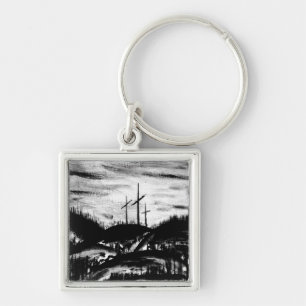 Resting Cross Keychain