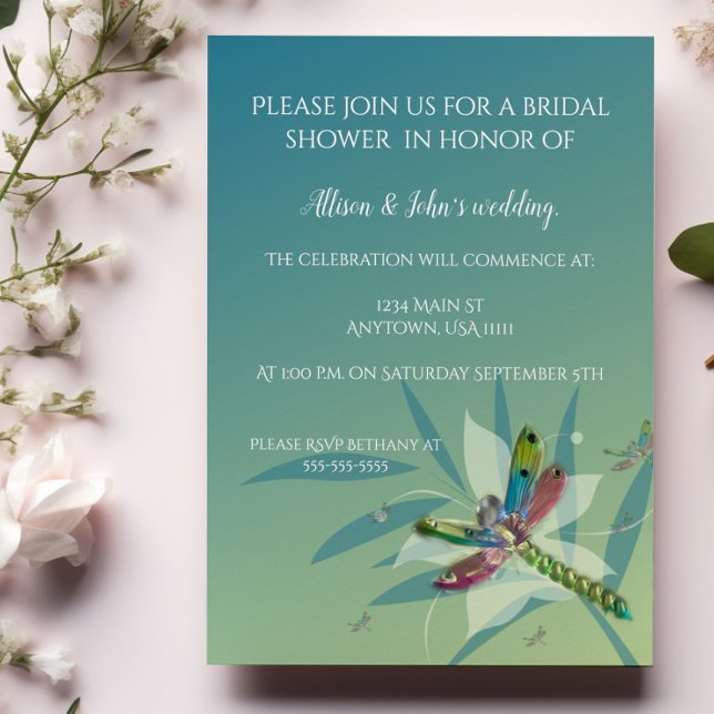 Resting Dragonfly Bridal Shower Invitation (Resting Dragonfly Bridal Shower Invitation)