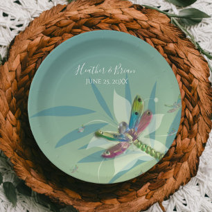 Resting Dragonfly Wedding Shower Paper Plate