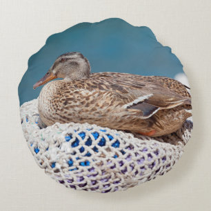 Resting Duck Round Pillow