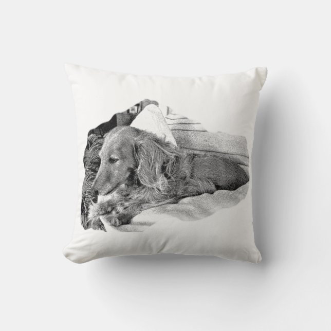 Resting Dutch Hound – Minimalist Dog Art Pillow (Front)