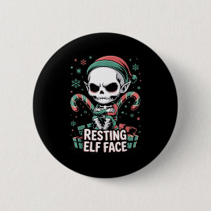 Resting Elf Face Funny Christmas Cute Creepy Women 2 Inch Round Button