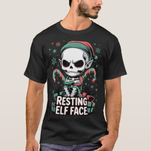 Resting Elf Face Funny Christmas Cute Creepy Women T-Shirt