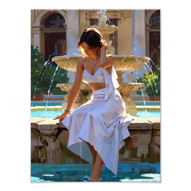 "Resting Fountain - A Moment of Silence and Light" Photo Print (Front)