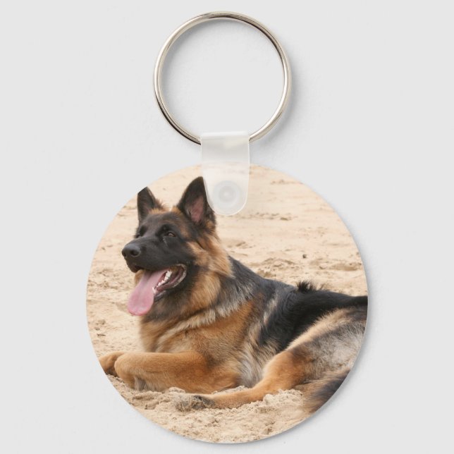 Resting German Shepherd Dog Keychain (Front)
